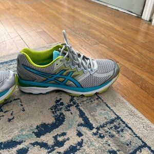 Asics Gray and Teal Sneakers with Yellow Accents